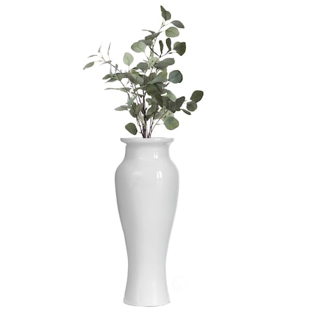 Uniquewise Handcrafted 24-Inch Modern White Unique Trumpet Floor Vase - Ideal for Home Decoration, Tall Floor Vases for Entryway, Living Room, and Office,  QI004086